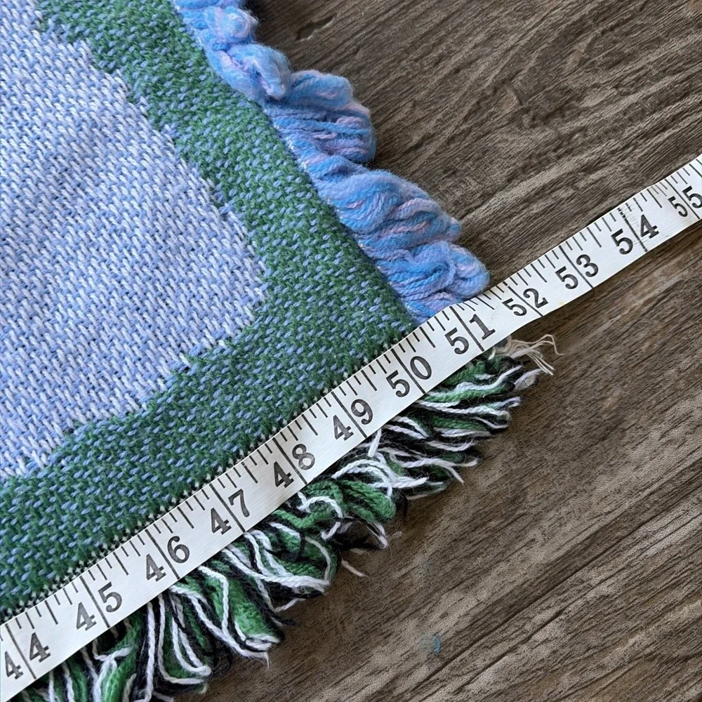Vintage Lighthouse Woven Afghan Throw Blanket Fringe 56